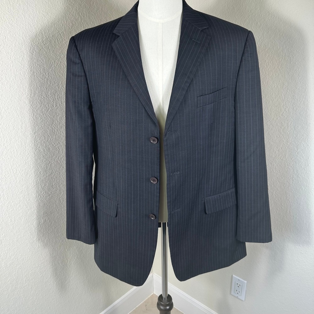 Mantoni 100% Virgin Wool Pinstripe Suit Sets Men 46R Black Professional Business